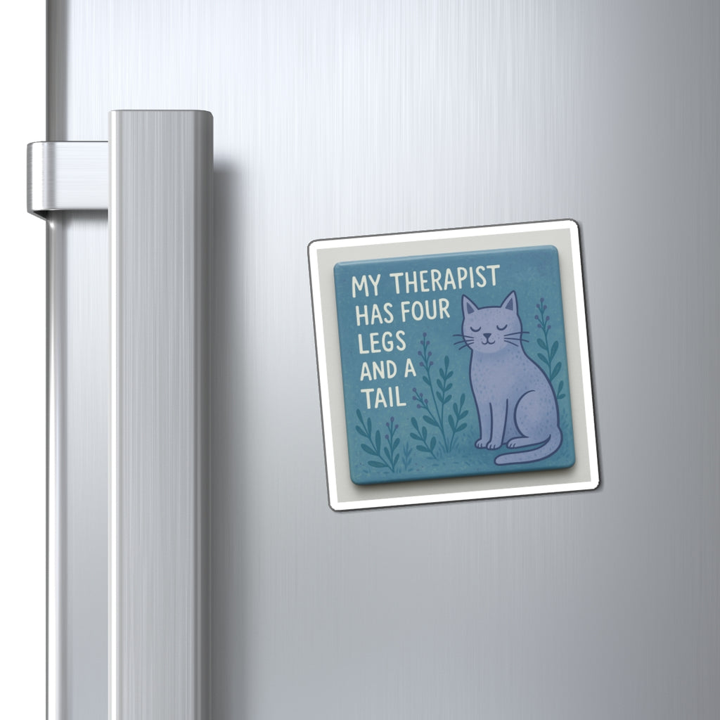 Cat Therapy Magnet, Cute Refrigerator Magnet, Inspirational Cat Decor, Gift for Cat Lovers, Humor Home Accessory, Fridge Magnet