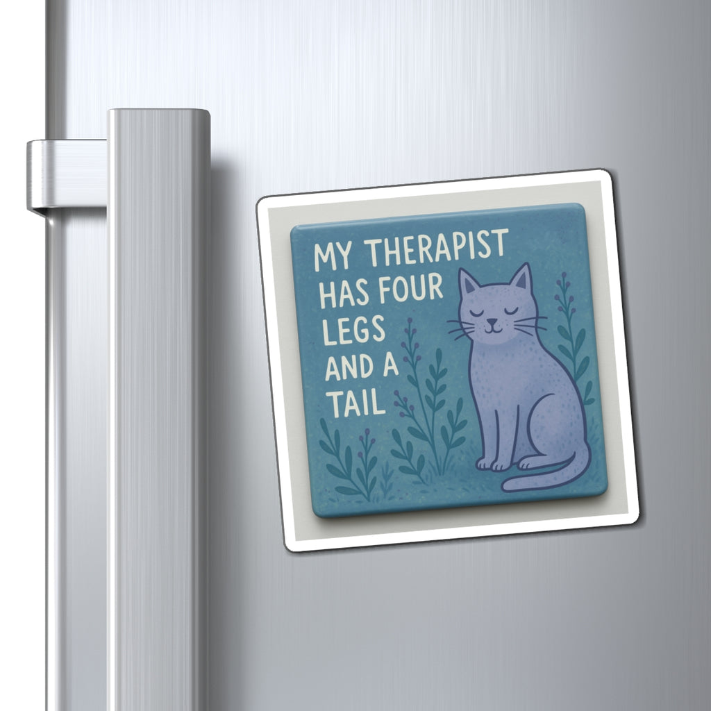 Cat Therapy Magnet, Cute Refrigerator Magnet, Inspirational Cat Decor, Gift for Cat Lovers, Humor Home Accessory, Fridge Magnet